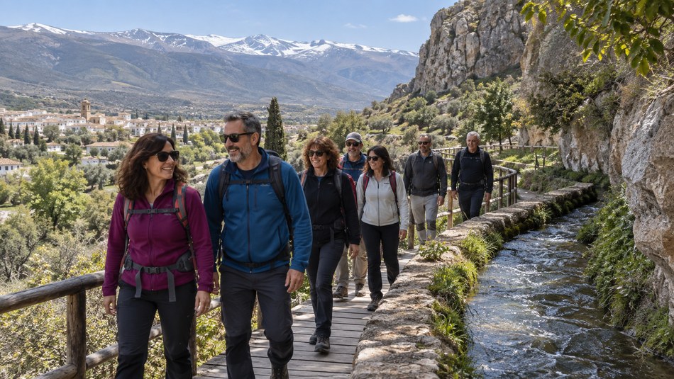 Grupo en las Pasarelas de Nigüelas y el Sendero de las Pavillas