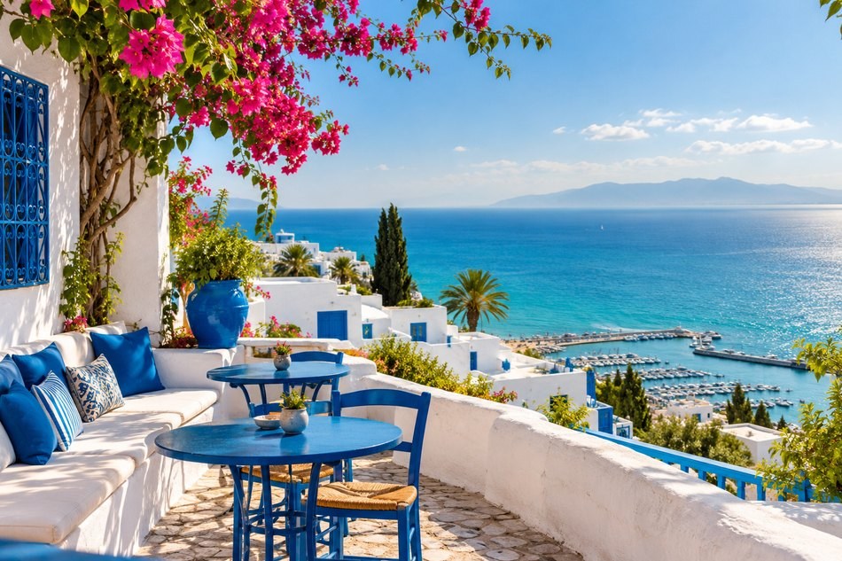 Sidi Bou Said, visita desde el puerto de La Goleta en Túnez