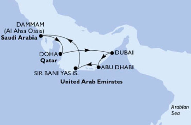 mapa_itinerario_crucero_dubai_abu_dhabi_y_qatar_msc_word_europa_2022