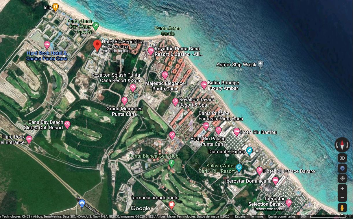 Mapa Ubicación como llegar al Hotel Riu Republica Punta Cana y distancias