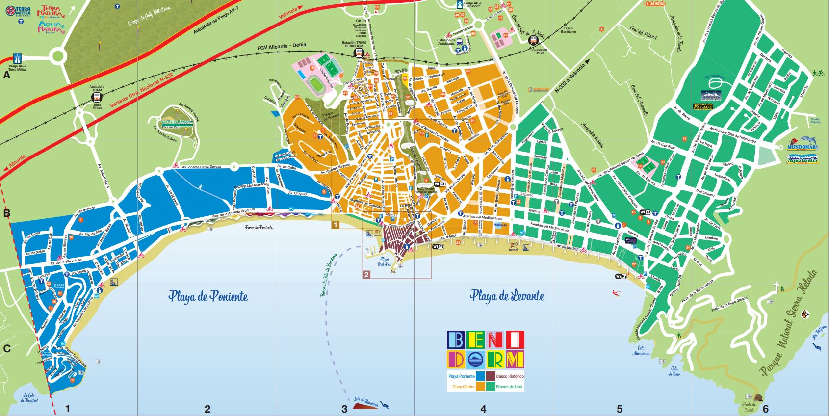 Mapa Benidorm Plano Ciudad B2B viajes