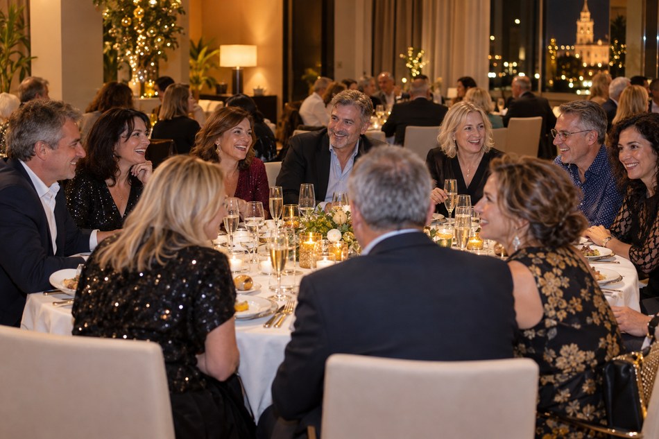 Cena de gala de Nochevieja entre viajeros singles en Valencia